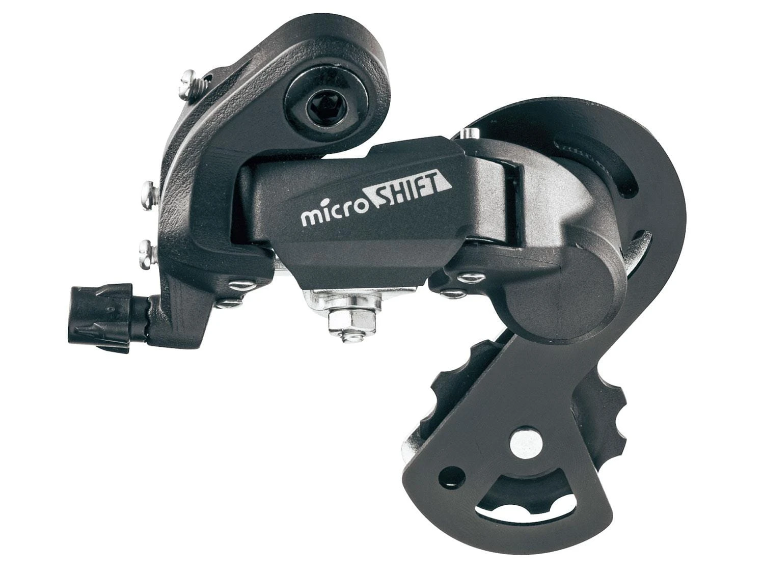 MICROSHIFT MTB Achterderailleur SuperShort Cage 1x6/7 Speed - Zwart 1 MICROSHIFT MTB Achterderailleur SuperShort Cage 1x6/7 Speed - Zwart