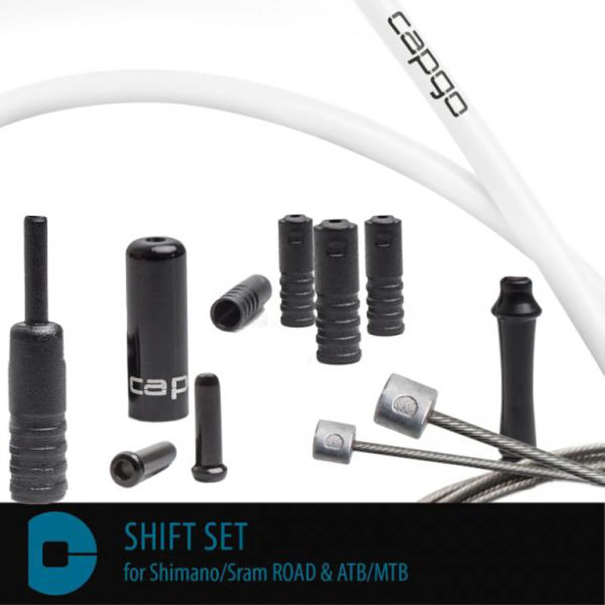 CAPGO Schakelkabelsets BL Shimano/Sram ROAD & ATB/MTB - Wit 1 CAPGO Schakelkabelsets BL Shimano/Sram ROAD & ATB/MTB - Wit